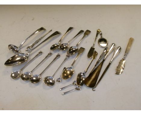 Assortment of silver flatware to include; Georgian Old English pattern tablespoon, London 1804, set of four George V silver r