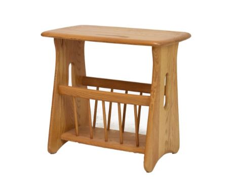 Ercol Golden Dawn Elm occasional table with magazine rack beneath, 54,5cm wide  