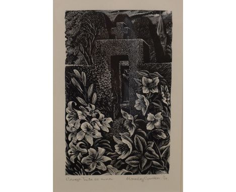 George  Tute - Limited edition print - Monastery garden No.2/75, signed in pencil, 16cm x 10cm, framed and glazed  