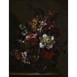 CIRCLE OF JEAN BAPTISTE MONNOYER (FRENCH 1636 - 1699), STILL LIFE OF FLOWERS IN A GLASS VASE