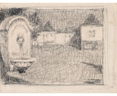 HENRI LE SIDANER (FRENCH 1862-1939) LA FONTAINE (CIRCA 1911) Chalk and pencil  Signed (lower right) 19.4 x 24.7cm (7½ x 9½ in