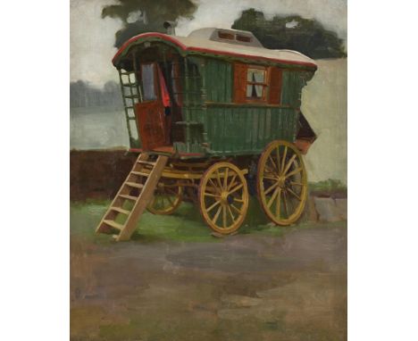 CIRCLE OF DAME LAURA KNIGHT (BRITISH 1877-1970) A GYPSY CARAVAN  Oil on canvas  61 x 51cm (24 x 20 in.)   Condition Report:  