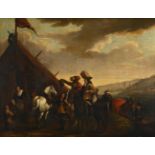 FOLLOWER OF PHILIPS WOUVERMAN, HORSEMEN TAKING ALE AT AN ENCAMPMENT