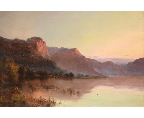 ALFRED DE BREANSKI SENIOR (BRITISH 1825-1928) LANDSCAPE AT SUNSET Oil on canvas Signed (lower left) 59.5 x 89cm (23¼ x 35 in.