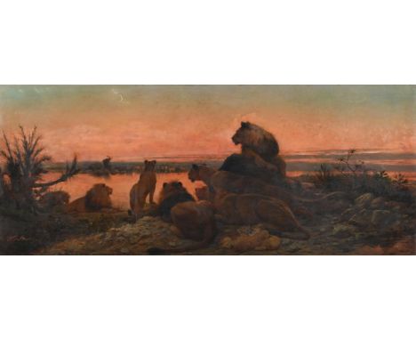 WILLIAM STRUTT (BRITISH 1825-1915)  `L'ABREUVOIR,' THE WATERING PLACE  Oil canvas Signed (lower left)  66 x 161cm (25 x 63¼ i