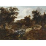 FOLLOWER OF JACOB ISAAKSZOON VAN RUISDAEL, FIGURES IN A WOODED LANDSCAPE