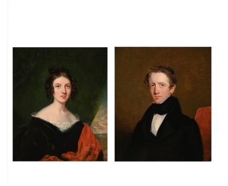 CIRCLE OF JOHN LINNELL (BRITISH 1792 - 1882) A PAIR OF PORTRAITS Oil on canvas Each 31 x 25.5cm (12 x 10 in.) (2)   Condition