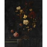 ABRAHAM DE LUST (DUTCH ACTIVE CIRCA 1650-1659), STILL LIFE WITH FLOWERS ON A STONE LEDGE