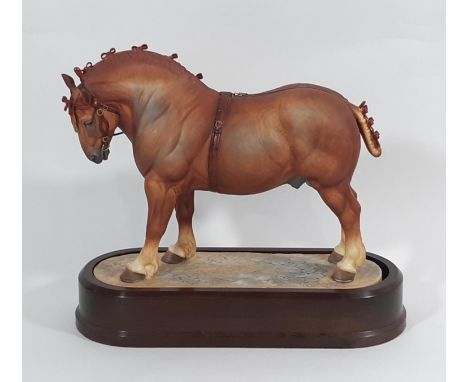 Royal Worcester Suffolk Stallion modelled by Doris Lindner 1969 with plinth 