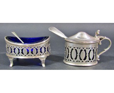 A mixed selection of silver tableware to include salt pots and spoons, sugar nips sugar tong and a fork and spoon, 10.6oz app