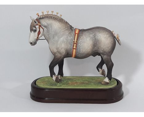 Limited Edition Royal Worcester Percheron Stallion 343/500 modelled by Doris Lindner 1965 with certificate. Height 24cm exclu