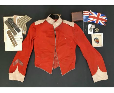 Cheshire Regiment dress jacket of Regimental Quartermaster Sergeant  Robert Jackson (served 1895-1919) (AF) together with dis