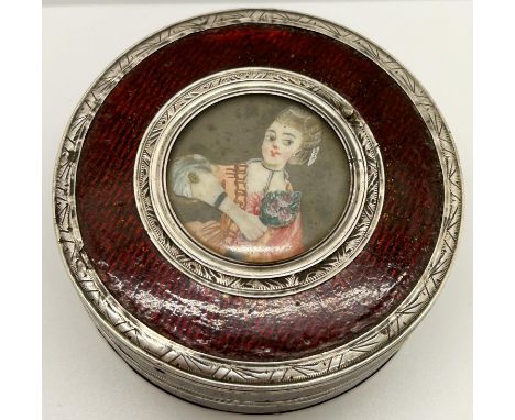 An unusual George III novelty snuff box, in lacquered Papier-mâché on tortoiseshell, bordered with tooled unmarked silver, th