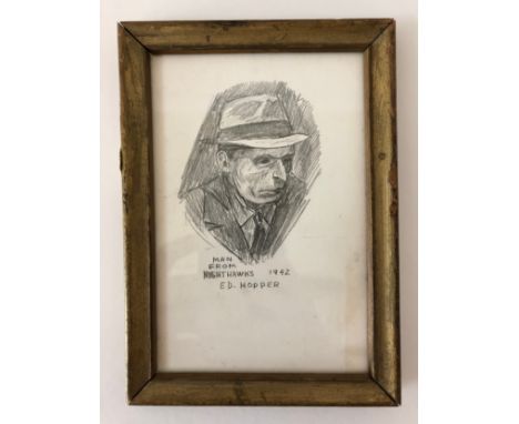 After Edward Hopper (American, 1882-1967) - 'Man From Nighthawks', 20th century pencil study on card, with artist's name, tit