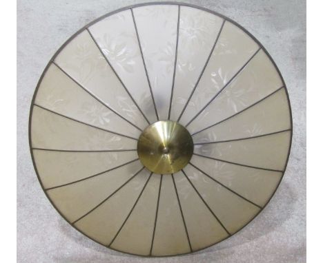 A vintage hanging ceiling light in the form of an inverted parasol, 65cm diameter 