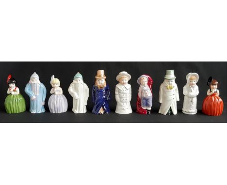 Ten Royal Worcester Candle Snuffers depicting child characters, with some repeated in different colourways,  including the fo