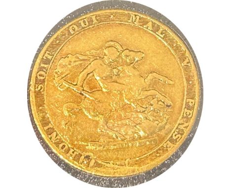 George III gold sovereign dated 1817, circulated, laureate portrait of King George III by Pistrucci, contained in a bespoke b