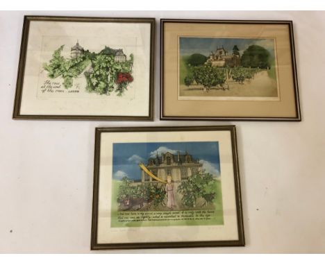 Eight framed prints and a mirror to include: John Furnival (1933-2020) - Three lithographs in colours: 'Ausone', proof print;