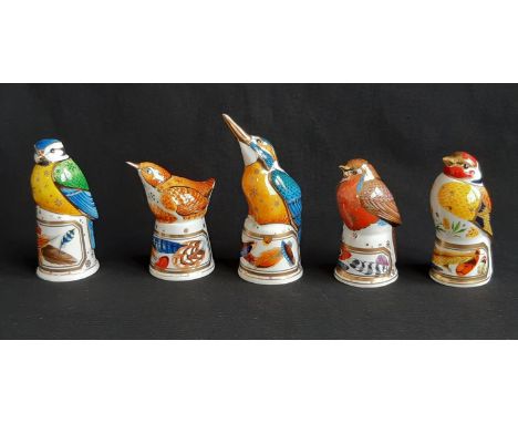 Five Royal Worcester Candle Snuffers comprising Robin, Goldfinch, Kingfisher, Bluetit and Wren all in original boxes with out