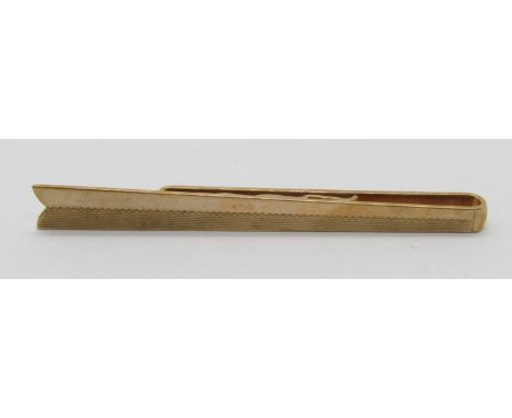 Vintage 9ct tie clip with engine turned detail, maker 'J.G&amp;S', Birmingham, 8.1g 