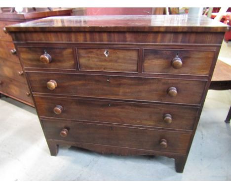 Late 19th century mahogany chest of three long and three short drawers on bracket supports, 117cm across 