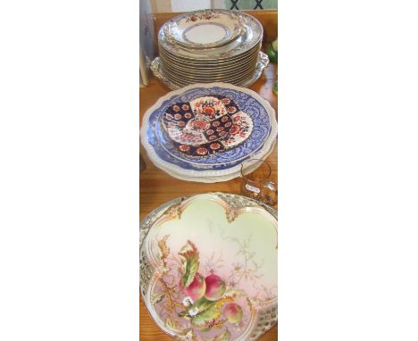 Miscellaneous 19th century and later ceramics including a Royal Worcester hand painted plate with fruit detail, 20th century 