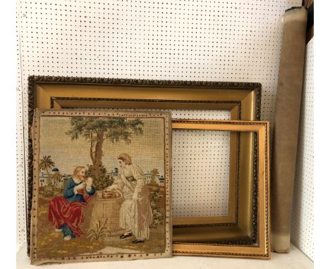 Two Biblical artworks, late 19th/early 20th century, together with two gilt frames: Crucifixion of Jesus, oil on canvas (unst