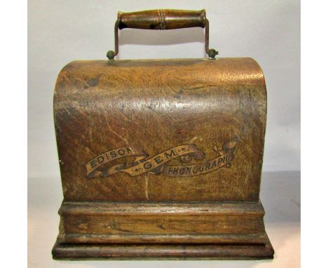 A vintage Ferguson Three Band Radio, Long wave, Medium wave, VHF/FM, together with an Edison Gem Phonograph, in a wooden case