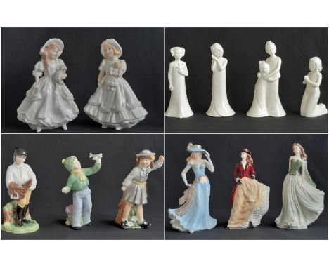 Twelve Royal Worcester boxed figurines including School Time, First Prize, First Flight, My Prayer, Sisterly Love, Tender Tho