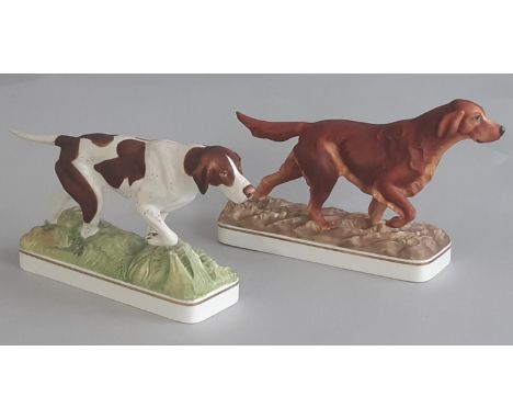 Royal Worcester Sporting Dog Series Irish Setter and English Pointer, modelled by Doris Lindner 1975. Heights 11 and 12 cm 