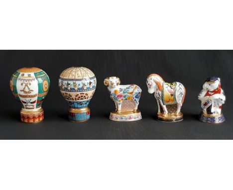 Five Royal Worcester Candle Snuffers from the Connoisseur Collection including Balloon 'Up Up and Away Egypt', and from the Z