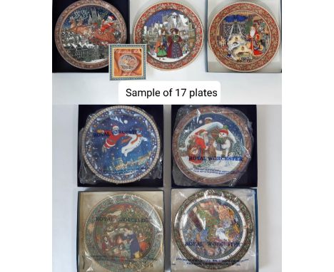 A collection of 17 Royal Worcester Christmas themed decorative plates including Christmas Tales series by Sue Scullard and 'A