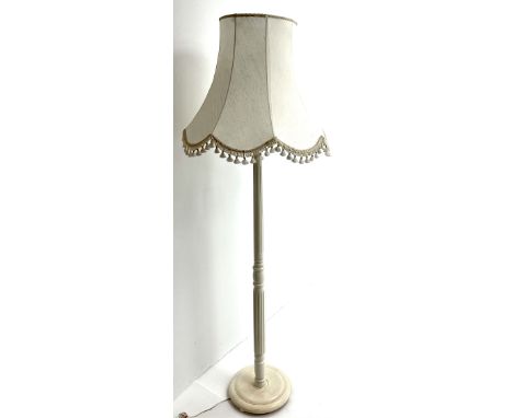 Vintage white painted standard lamp (H147cm) with shadeClick here to view further images, condition reports, sale times &amp;