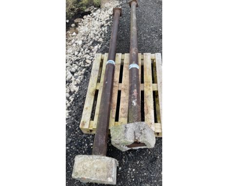 Pair early 20th century cast metal lamp posts with concrete baseDimensions: Length/Width: 271cm Click here to view further im
