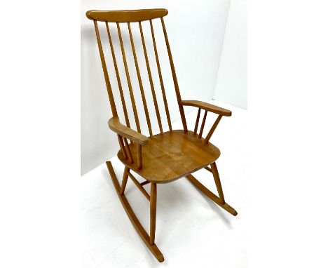 Ercol style elm and beech rocking chair, stick back, turned supportsDimensions: Length/Width:&nbsp;59cm&nbsp;Click here to vi