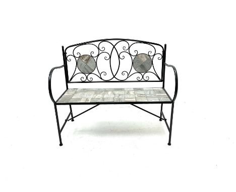 Tile Garden Bench, black finished frame Dimensions: Length/Width:&nbsp;107cm&nbsp;Click here to view further images, conditio