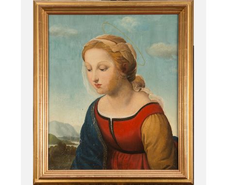 Italian Artist 19th Century, portrait of a young girl in a landscape, oil on canvas, 46 x 38 cm, framed