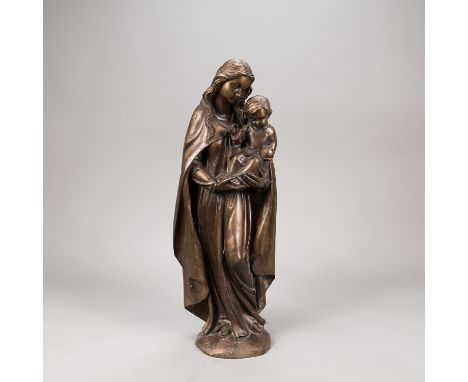 Bavarian Madonna, bronze cast with original patina, 19th century, 60 cm high