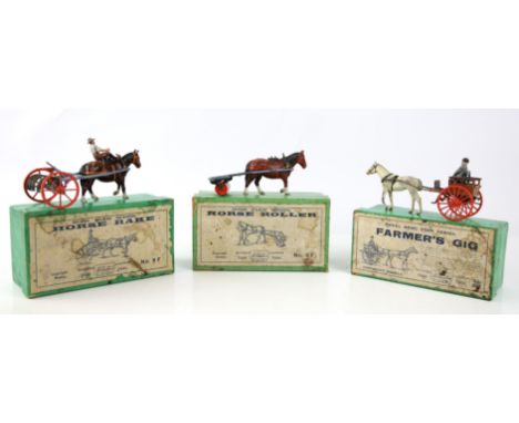Five Britains Home Farm Series models, comprising 6F General purpose plough with two horses, 12F Timber Carriage, 9F Horse Ro