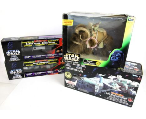 Kenner Star Wars Darth Vader and Luke Skywalker electronic light sabres, Power of The Force Bantha and Tusken Raider, Collect