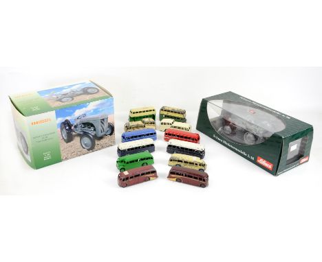 Model vehicles, to include Schuco 1:18 scale model Ferguson TE 20 tractor, two Universal Hobbies 1:16 scale model Massey Ferg