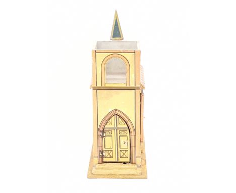 Vintage Dolls House Church, R Bliss (USA) style, wooden construction, outer lithographed paper covering (some small tears and