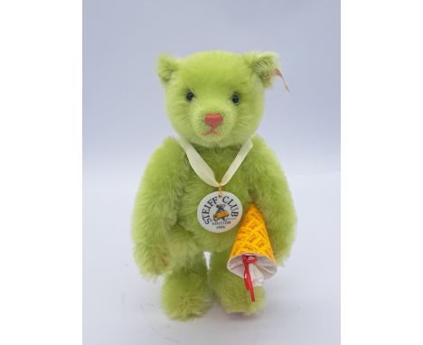 Steiff Club Edition 1998 420139 Schulanfanger-bar/School starter bear, LE 8730, pistachio green mohair with sweet cone, missi