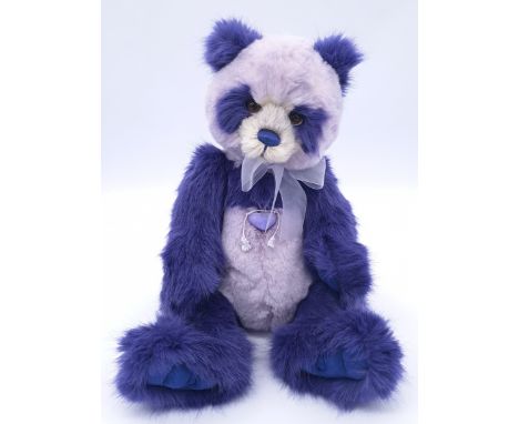 Charlie Bears Plumo Parma Violet Panda Bear ("Plumo" means this bear is part mohair and part plush- the detail on his face is