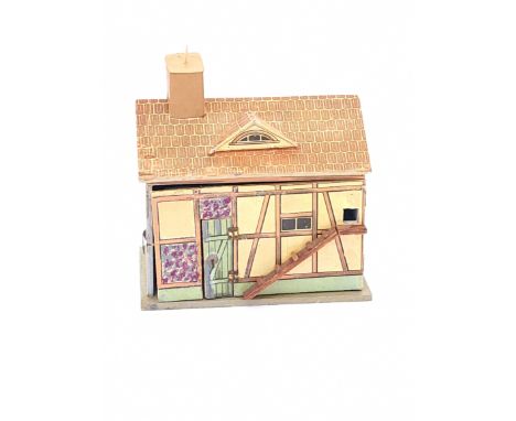Vintage Dolls House Stable, R Bliss (USA) style, wooden construction, outer lithographed paper covering (some small tears and
