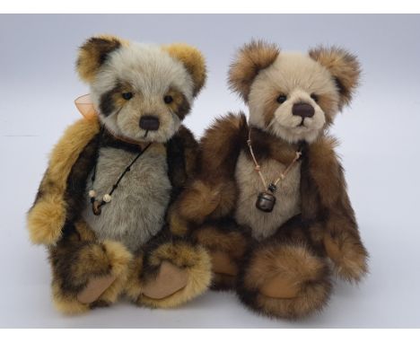 Charlie Bears pair: (1) Anniversary Anna and (1) Anniversary Mia, 10th anniversary collection, designed by Isabelle Lee. Anni