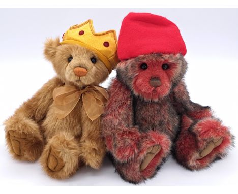 Charlie Bears pair designed by Alison Mills including: (1) TC teddy bear, the second character in the Hatty Bears Series, CB 
