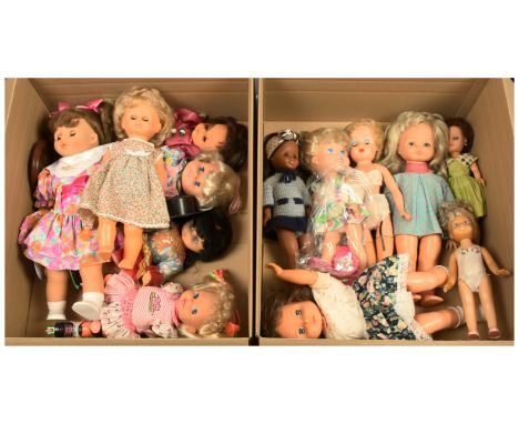 Large collection of vintage vinyl dolls, includes: Palitoy; Bluebird; Mattel Baby Rollerblade; Palitoy Katie Kopycat; Chilter