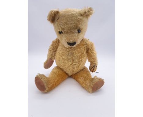 Chad Valley Magna vintage teddy bear, British, 1930s, golden mohair, replacement eyes, black horizontally stitched nose, brow