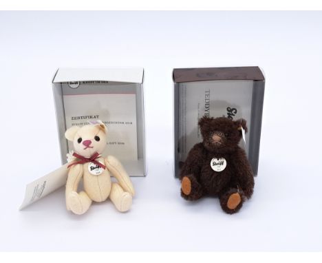 Pair of Steiff Club annual gift bears: (1) 2011, brown alpaca, Excellent Plus to Near Mint, with white tag and certificate, i